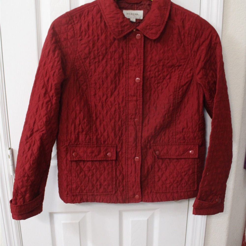 Merona Size M Red Utility Jacket with zipper and snap closure with snap pockets